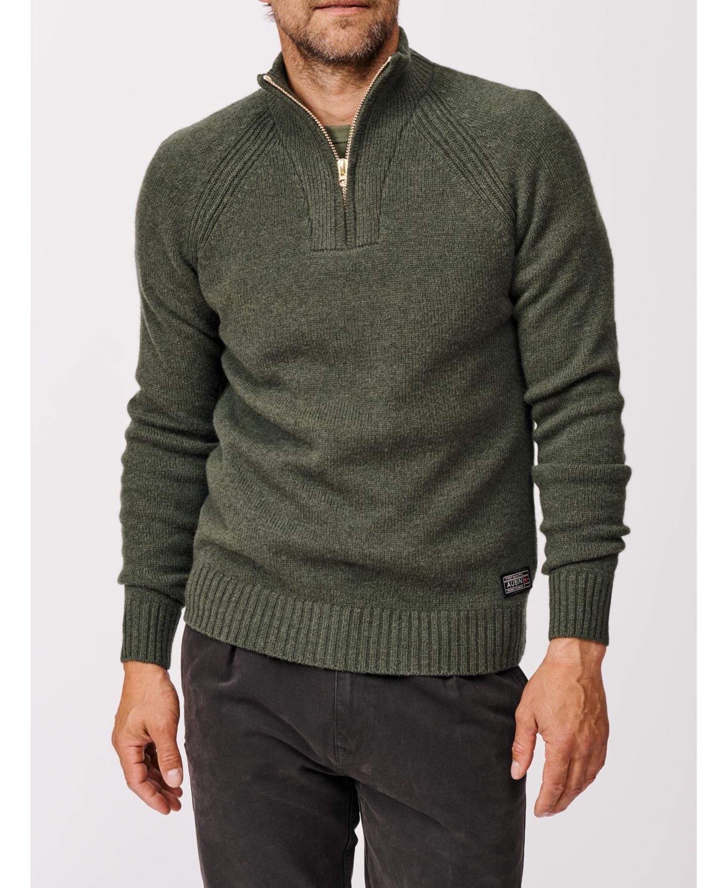 Мужской свитер Aubin Pelham Zip Neck, цвет: Тёмный зелёный — фото 7
