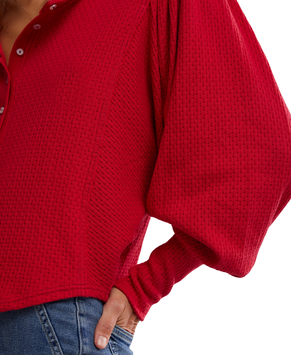 Free People Women's Quinn Dolman Balloon Sleeve Top