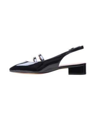 CASSIAN Women&#39;s Low Block Heel Double Strap Mary Jane Slingback