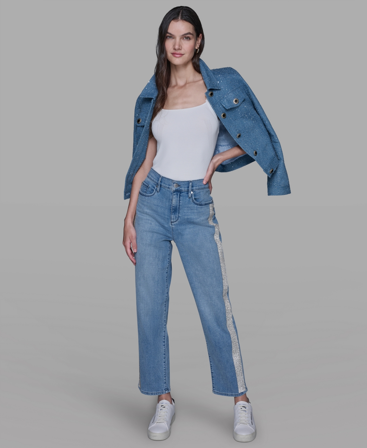 Karl Lagerfeld Paris Women's Stripe Detail Jeans