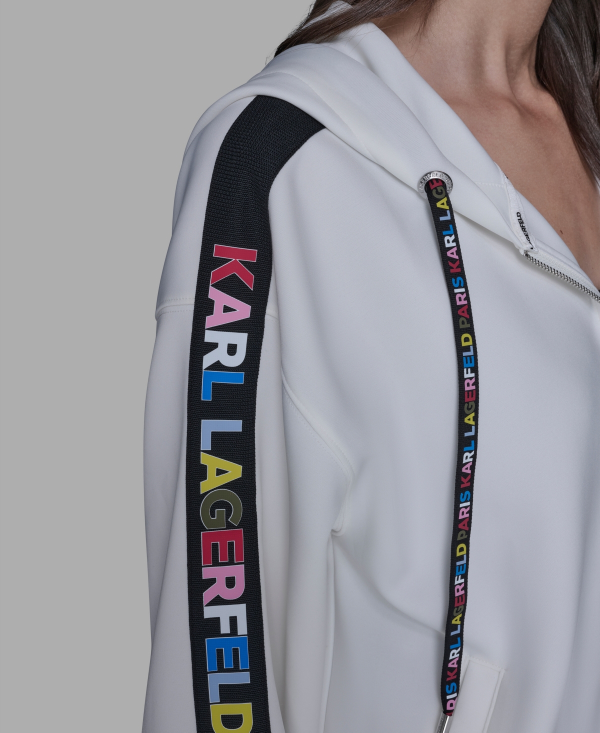 Karl Lagerfeld Women's Logo Detail Jacket In White