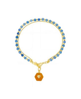 Unwritten - Heart Carnelian Stone, Dyed Stone Beads Beaded Chain Double Strand Bracelet