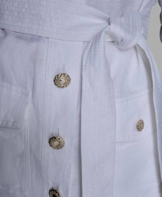 Women's Collared Linen-Blend Belted Jacket