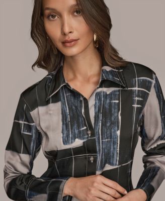 Petite Long-Sleeve Printed Blouse