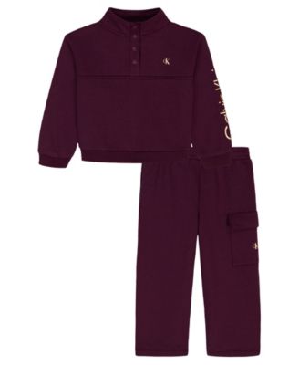 Calvin Klein - Girls 4-6X Fleece Sweatshirt and Pants, 2-Piece Set