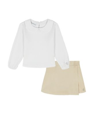 Girls' Toddler 2T-4T Long-Sleeve Top and Skirt, 2-Piece Set