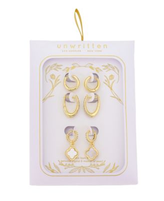 Crystal and Mother of Pearl Hoop Earring Trio Set