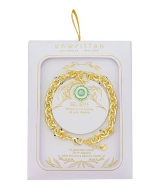 Cubic Zirconia Moon Crystal Green Enamel Evil Eye Link Chain Bracelet With Extender