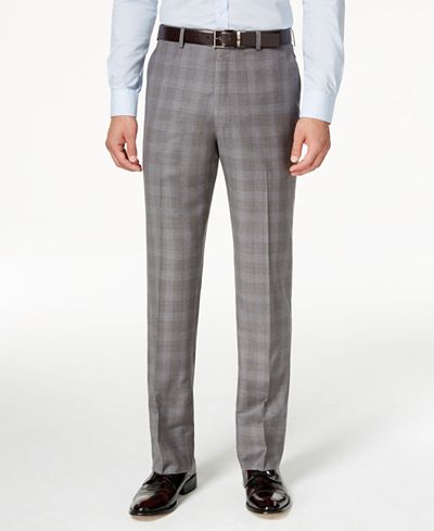 Shaquille O'Neill Collection Men's Classic-Fit Blue and Grey Glen Plaid Dress Pants
