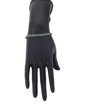 Heart Carnelian Stone, Dyed Stone Beads Beaded Chain Double Strand Bracelet