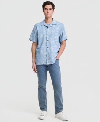 Men's Coastal Ease Palm Visions Short-Sleeve Coastal Print Camp Shirt