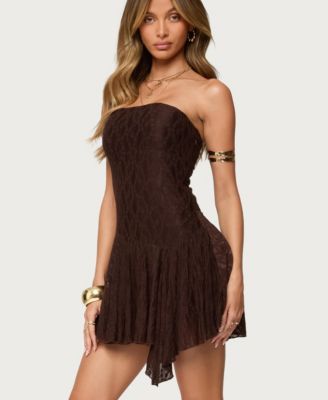 Women's Elaia Asymmetric Strapless Lace Mini Dress