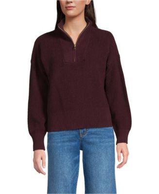 Lands' End Women's Drifter Shaker Wedge Quarter Zip Sweater - Macy's