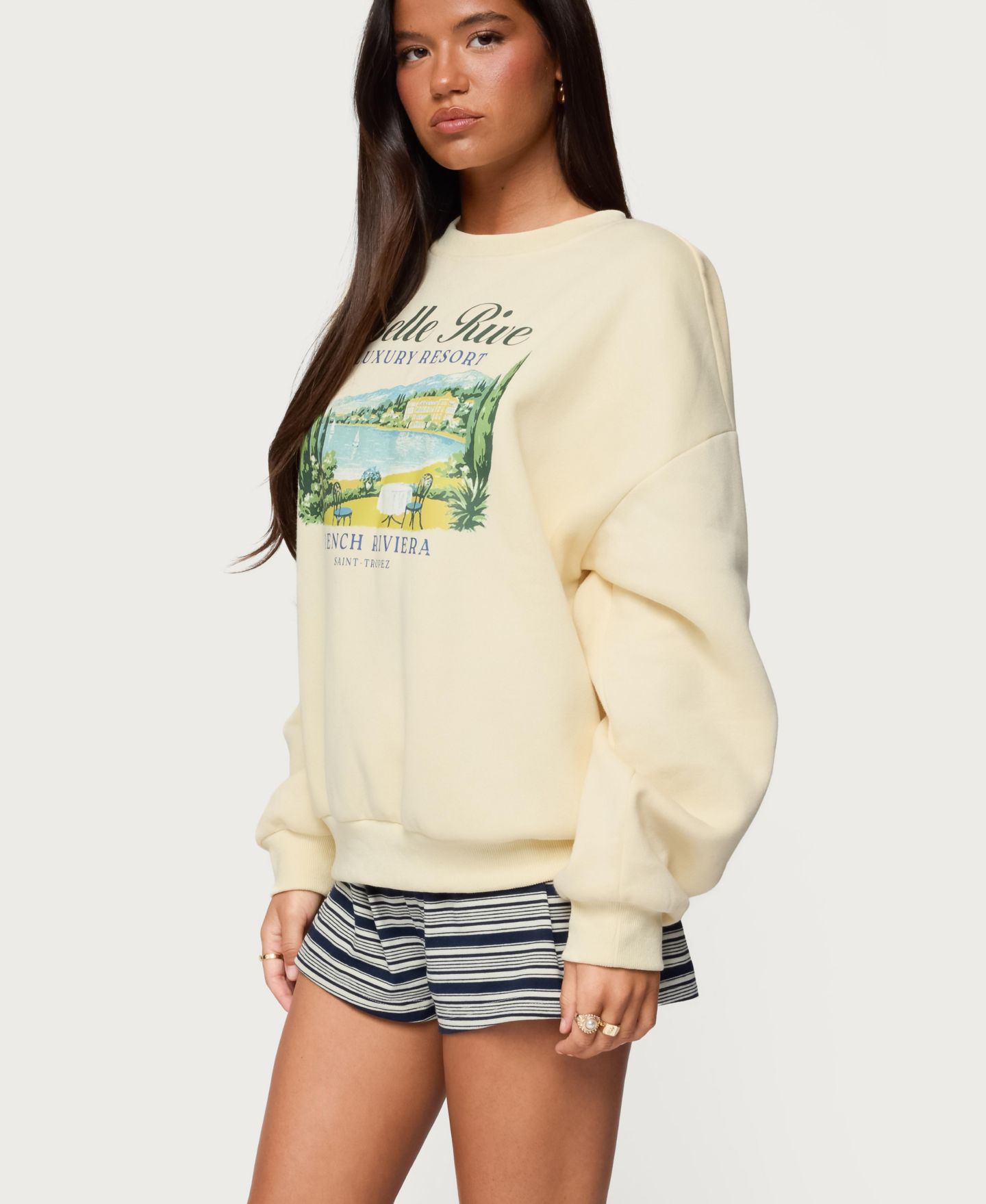 Женская толстовка Edikted French Riviera Oversized Sweatshirt, цвет: Жёлтый — фото 4