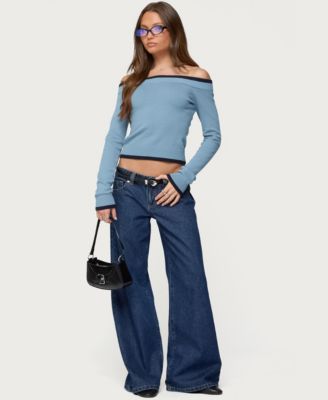 Women's Kezzie Contrast Off Shoulder Knit Top