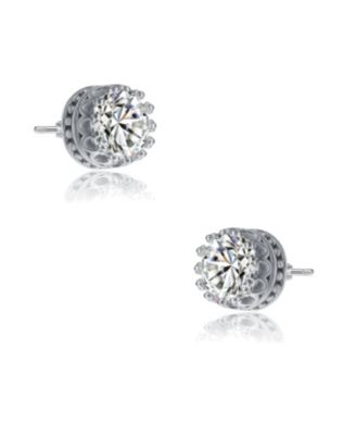 Elegant Sterling Silver Royal Princess Round Stud Earrings