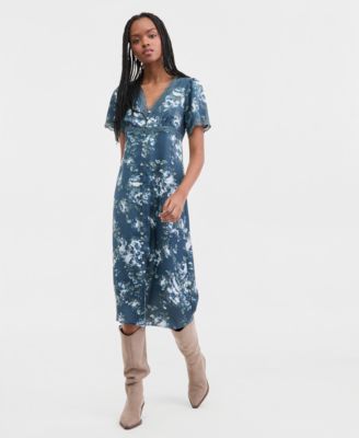 Lucky Brand - Women's Lace Trim Floral Midi Dress