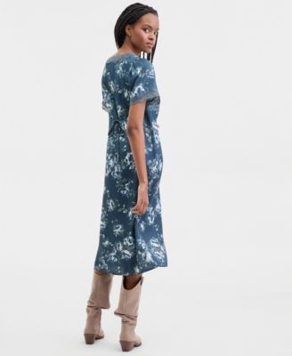 Women's Lace Trim Floral Midi Dress