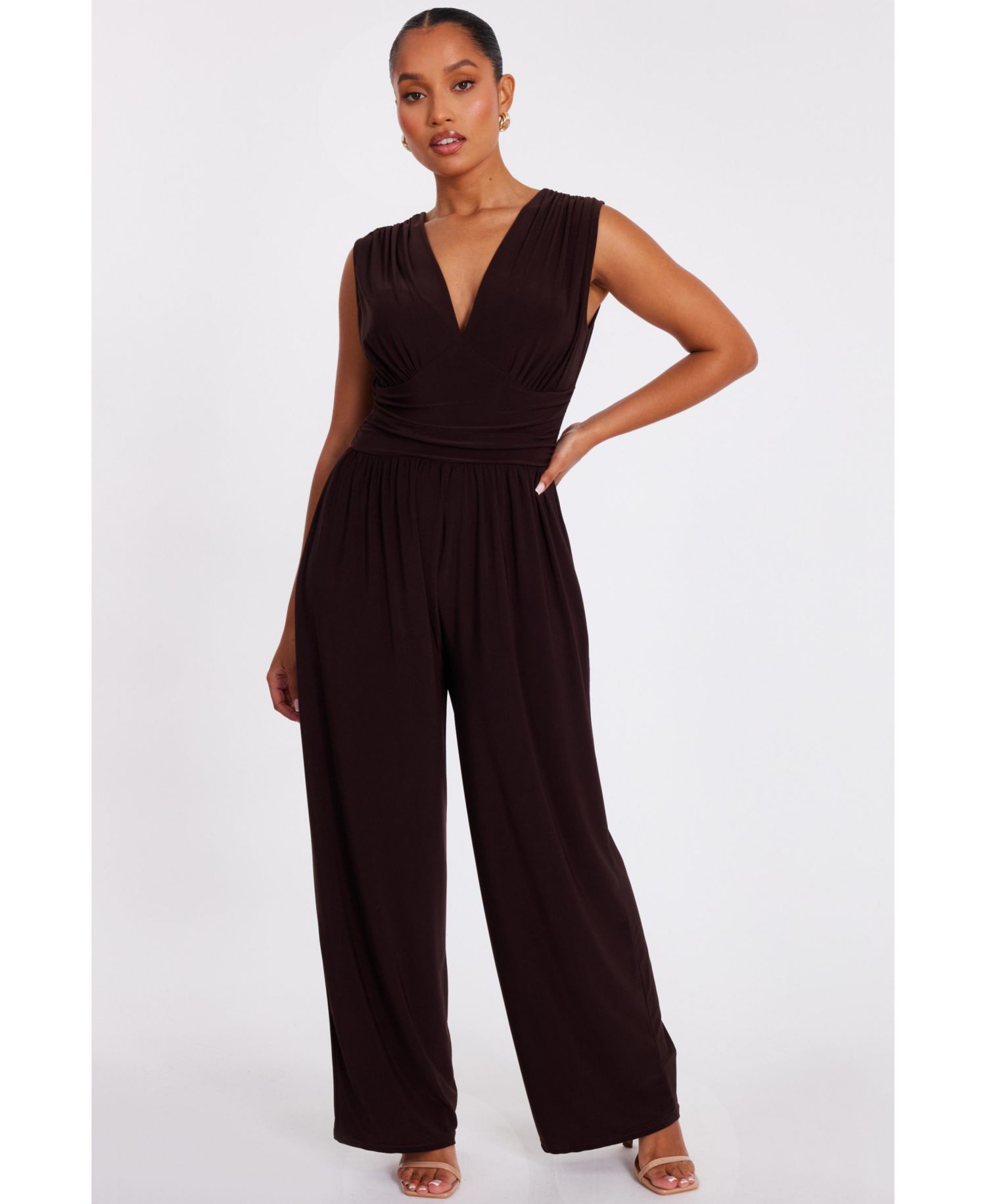 Women's ITY V-Neck Ruched Detail Jumpsuit