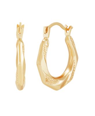 Macy's - Polished Texture Hoop Earrings in 14K Yellow Gold