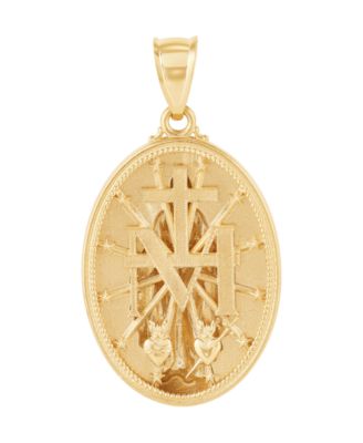 Mary Medal Pendant in 10k Yellow Gold