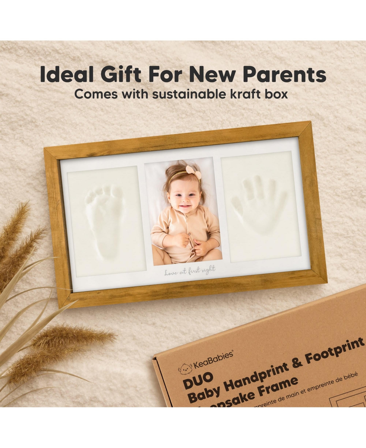 Duo Baby Hand and Footprint Kit, Handprint Newborn Photo Frame, Keepsake for New Mom