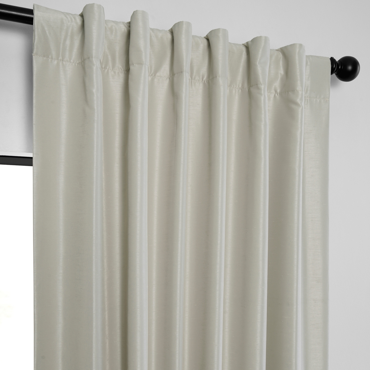 Half Price Drapes Mist Grey Vintage Textured Faux Dupioni Silk Blackout Curtain