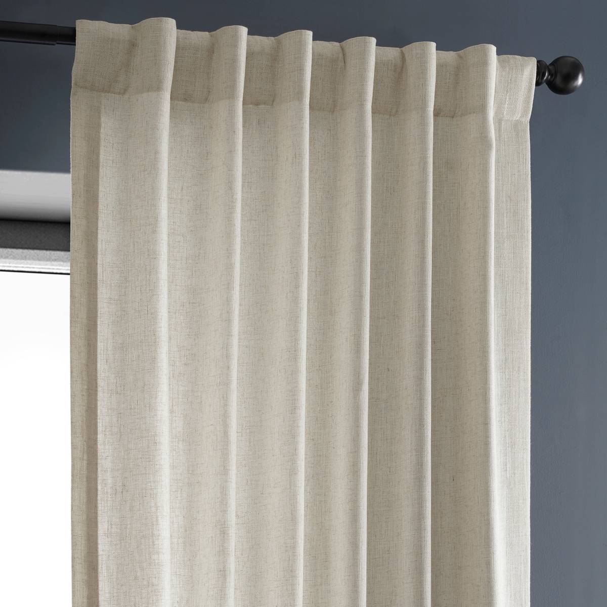 Half Price Drapes Malted Cream Heavy Faux Linen Curtain
