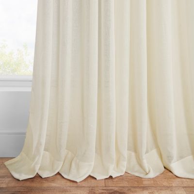 Grommet Textured Faux Linen Sheer Curtain