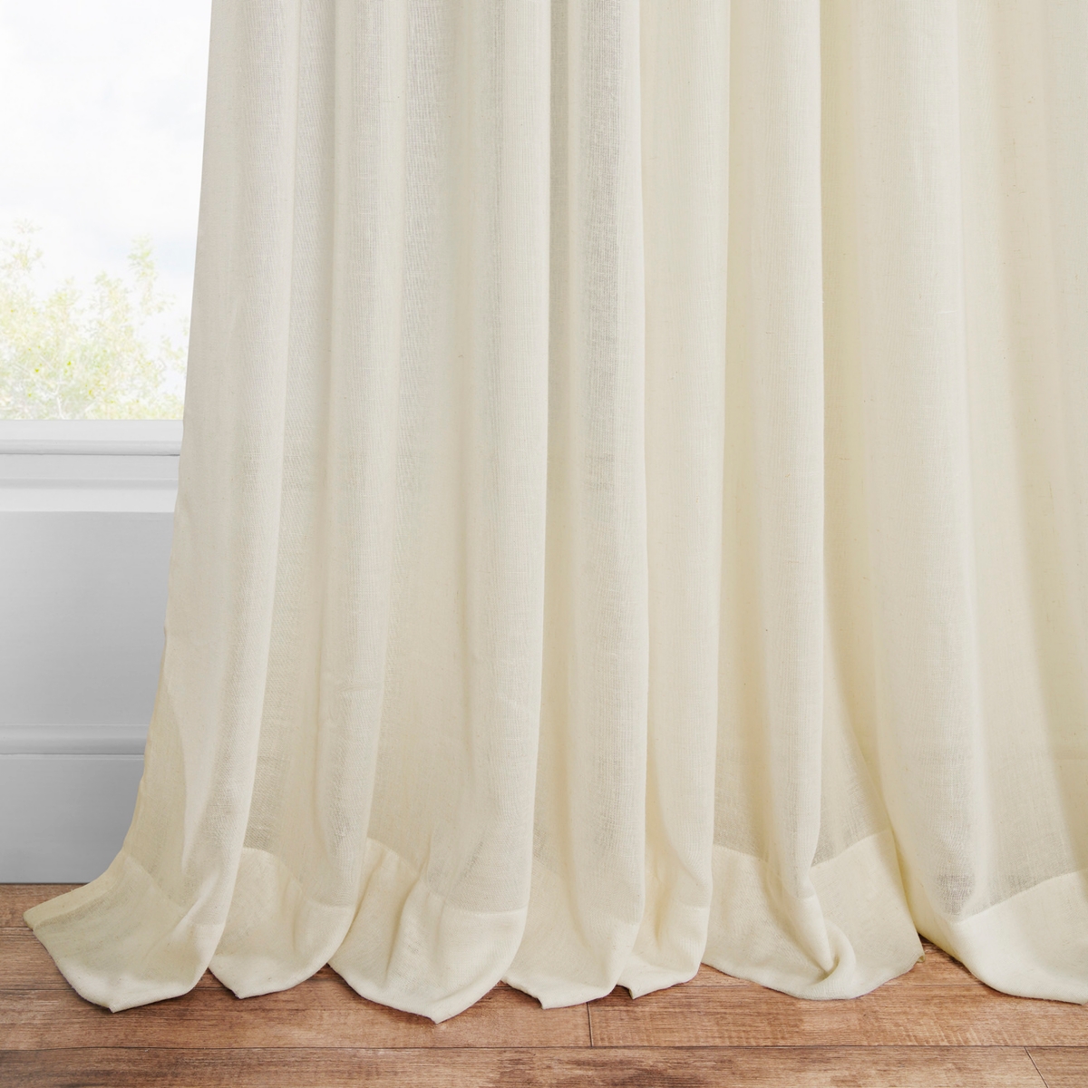 Half Price Drapes Gardenia Grommet Textured Faux Linen Sheer Curtain