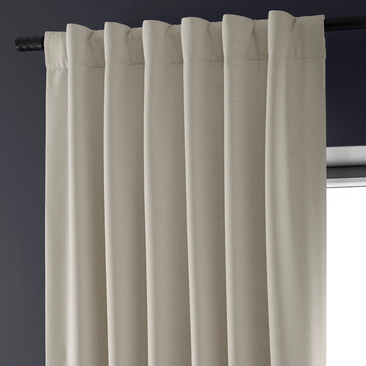 Half Price Drapes Caravan Beige Faux Linen Hotel Blackout Curtain