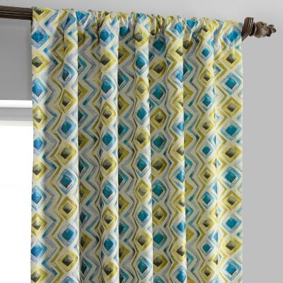 Geometric Faux Silk Jacquard Room Darkening Curtain