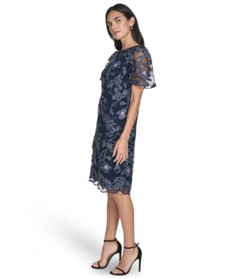 Petite Boat Neck Short Sheath Dress