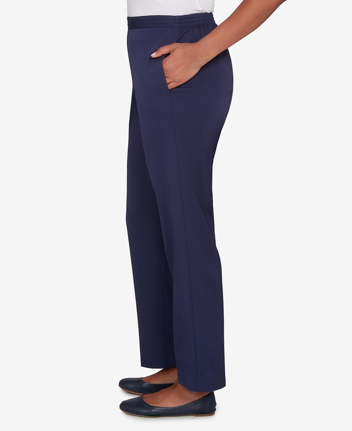 Alfred Dunner Petite Saratoga Springs Side Seam Pocket Average Length Twill Pants