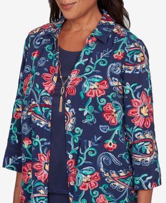 Petite Saratoga Springs Paisley Floral Two in One Top with Necklace