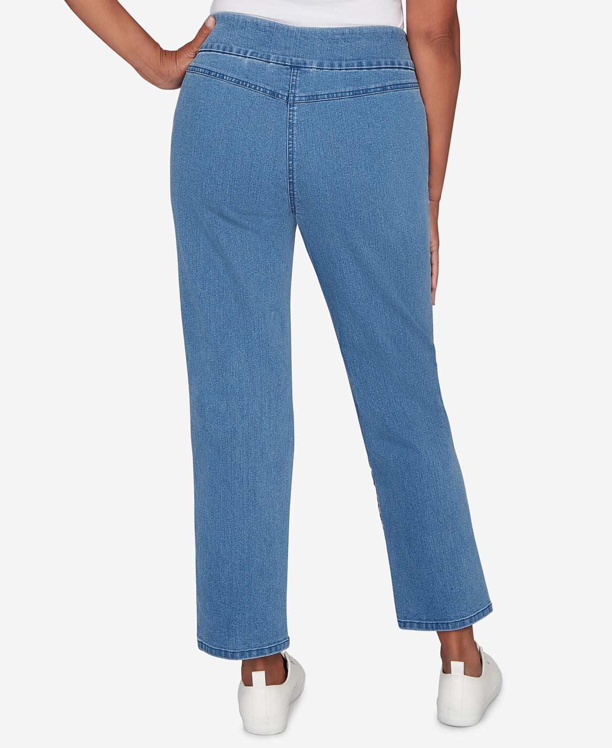 Alfred Dunner Petite Hilton Head Floral Applique Detail Average Length Pants