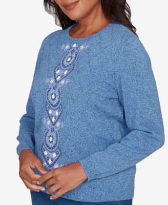 Petite Hilton Head Center Embroidery Accent Sweater