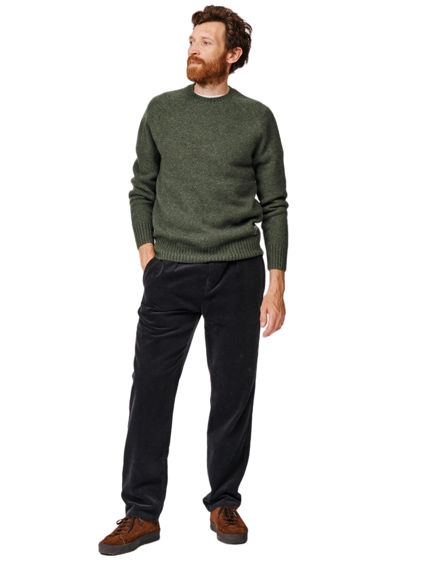 Мужской свитер Aubin Prestwick Shetland Crew Neck, цвет: Тёмный зелёный — фото 3