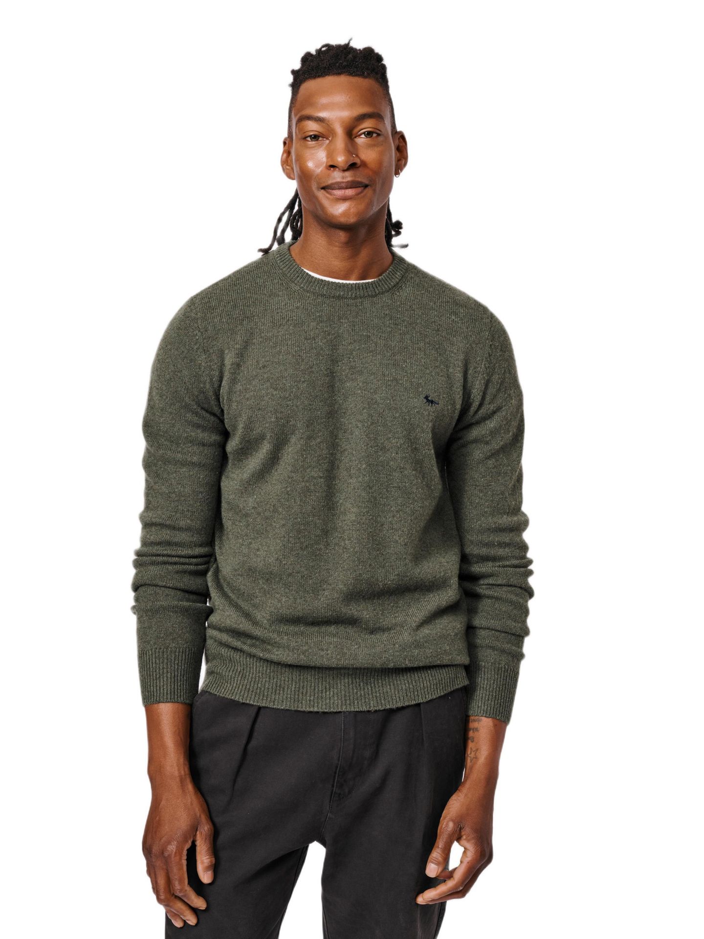 Мужской свитер Aubin Westbourne Crew Neck, цвет: Тёмный хаки — фото 1