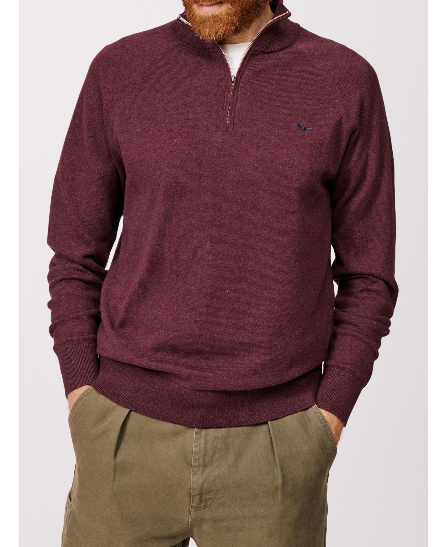 Мужской свитер Aubin Bonby Zip Neck, цвет: Бордо — фото 5