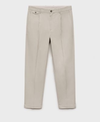 Men's Regular Fit Pleated Cotton Pants