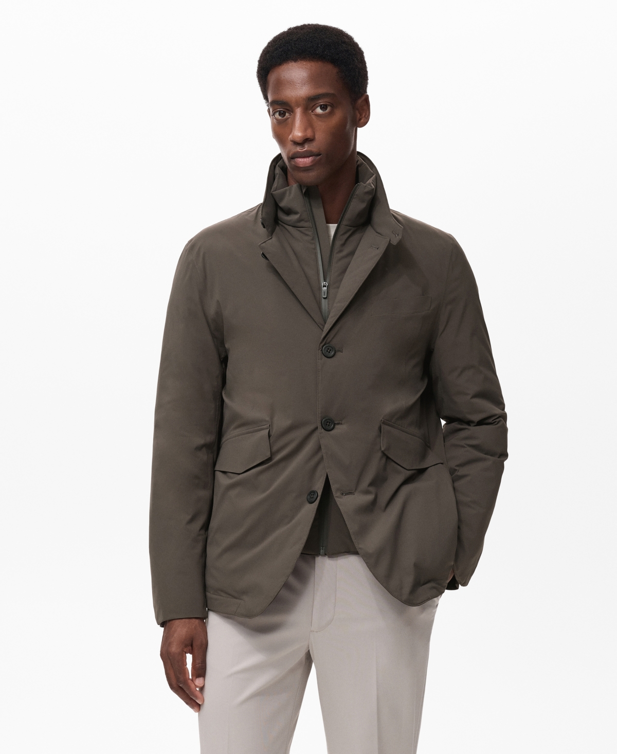 Mango Men's Waterproof Thermolite Pockets Jacket In Brown