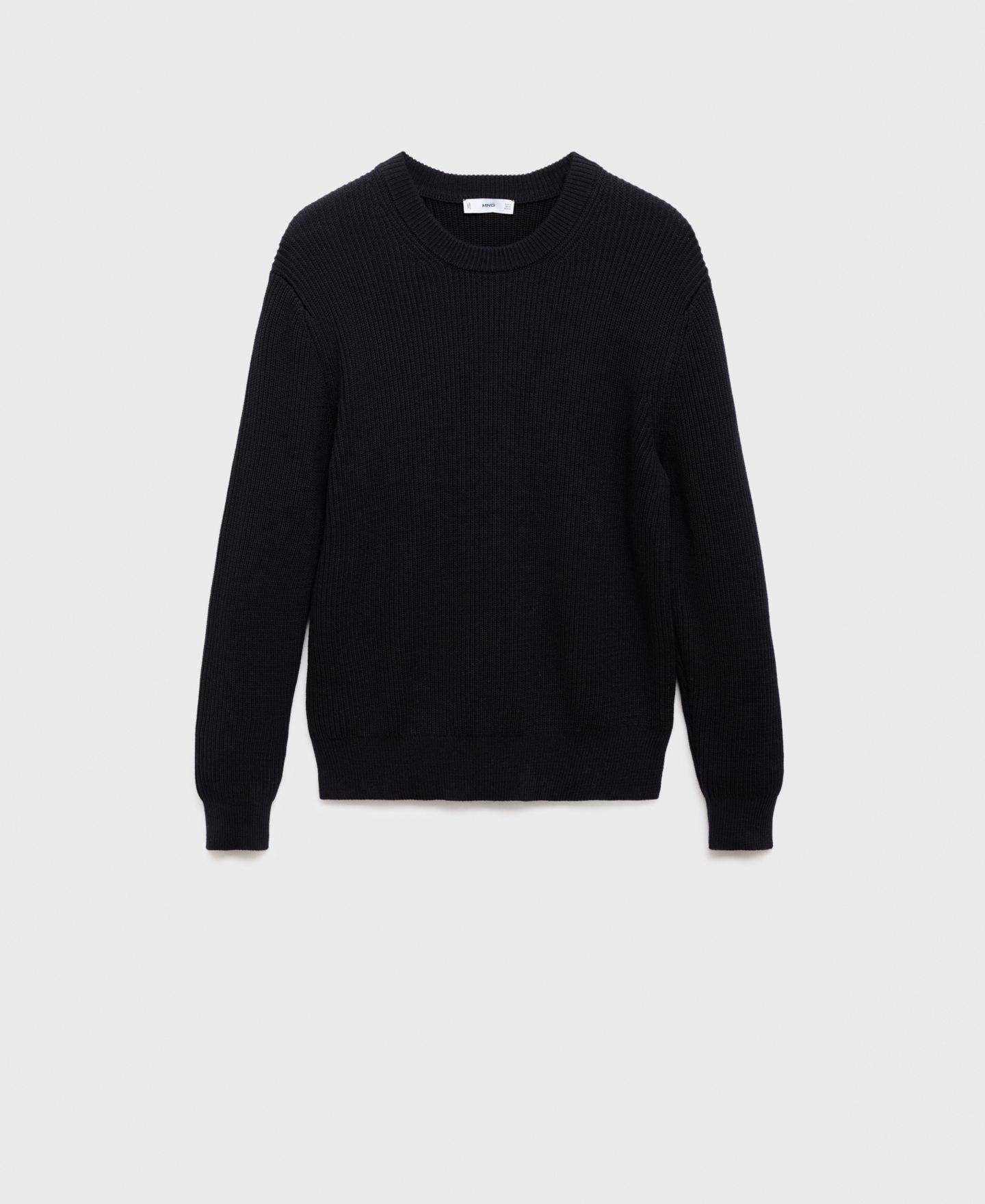 Мужской свитер MANGO Fine Rib-Knit Cotton, цвет: Тёмно-синий — фото 7