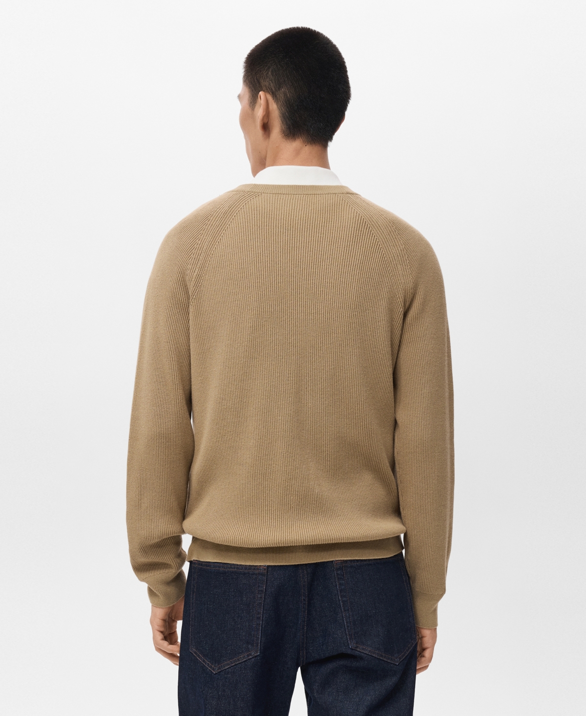 Mango Men's Ribbed Knitted Buttons Cardigan