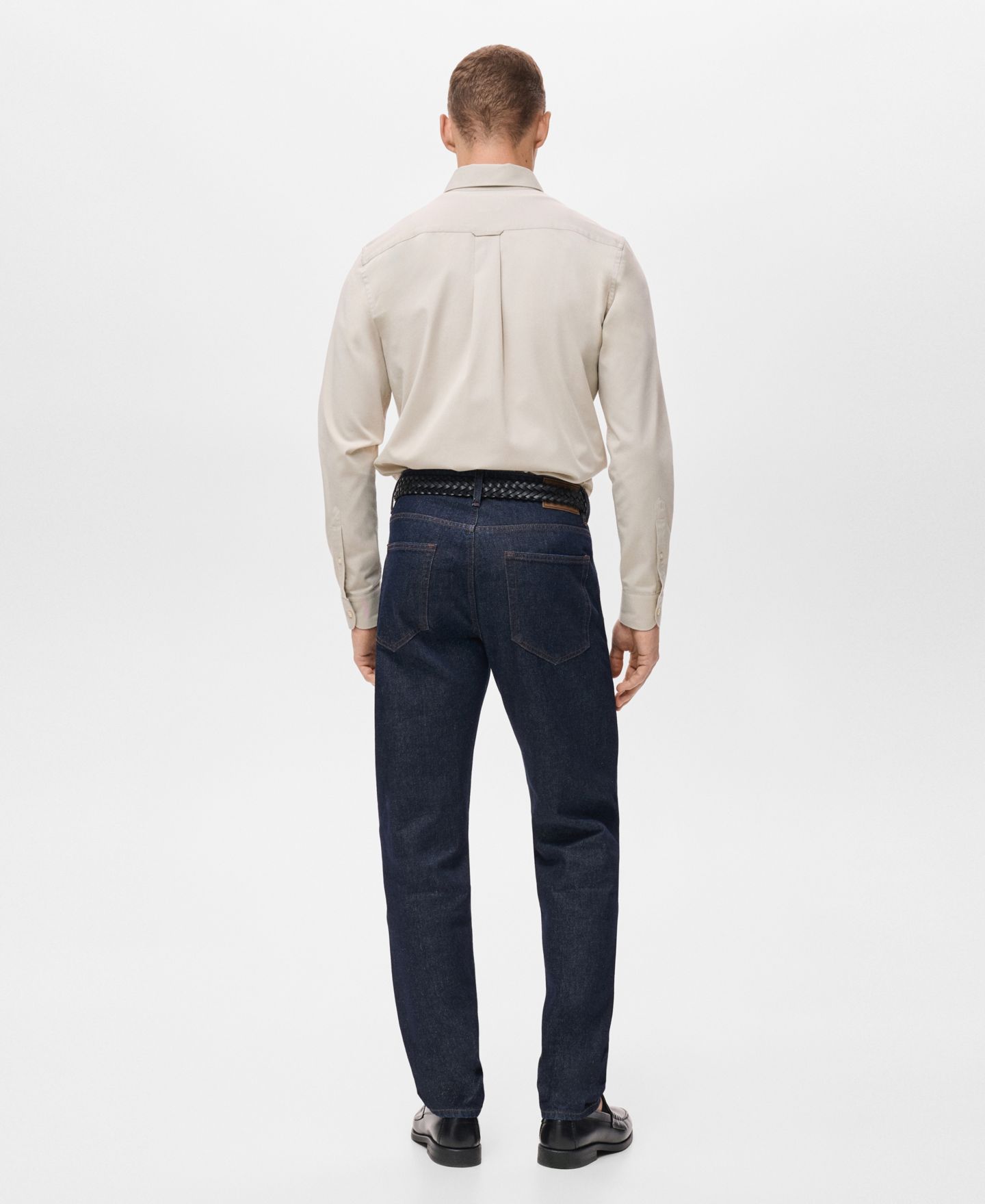 Мужская рубашка Mango Cotton Regular Fit Pocket, цвет: Экрю — фото 3