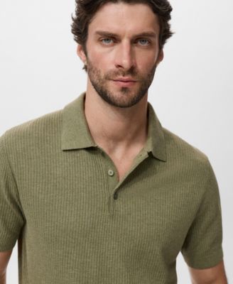 Men's Ribbed Knit Polo Shirt