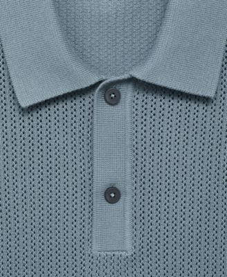 Men's Openwork Knitted Cotton Polo Shirt