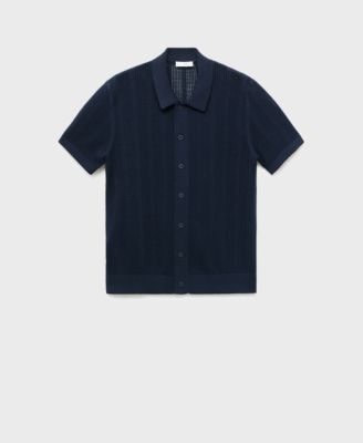 Men's Striped Openwork Knitted Shirt