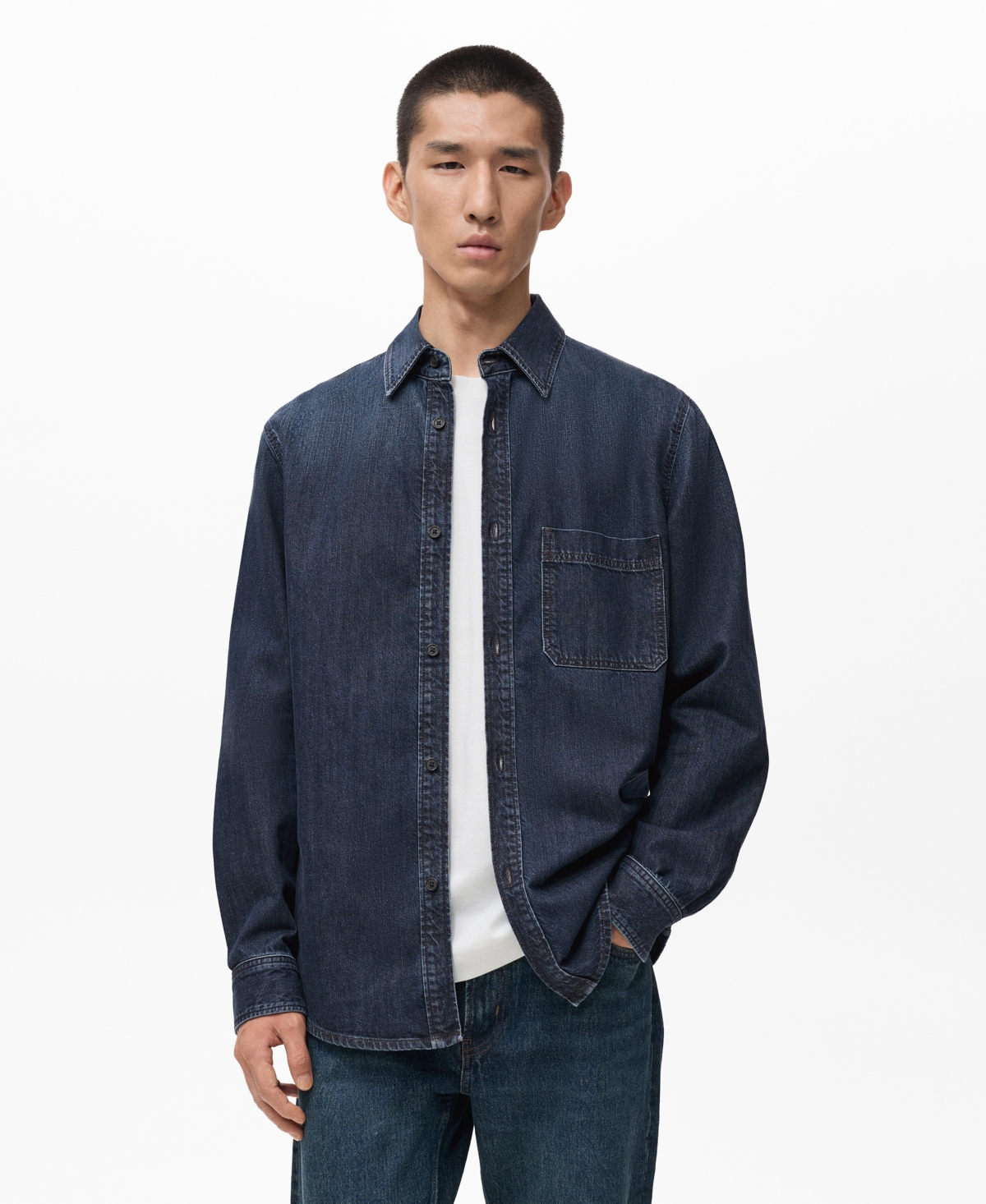 Mango Men's Pocket Denim Overshirt