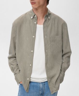 Men's Regular Fit Striped Print Shirt